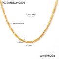 Goldene Titanstahl-Halskette mit rechteckigen Gliedern und geometrischen Mustern - Gold Gemusterte Halskette (TXP079) / Gold