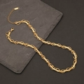 Golden geometric metal choker featuring a unique cuban and flat snake chain fusion design - Gold Flat Snake Bone and Oval Link Chain (7#)