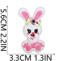 Detailed embroidery patch of a white Easter bunny with purple flowers, size 3.3x5.6cm - White Rabbit with Flowers