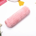 Astuccio cilindrico in peluche rosa trapuntato per riporre articoli di cancelleria - Rosa