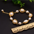 Baroque natural freshwater pearl bracelet with gold wire wrapping and lobster clasp - Baroque Pearl Bracelet