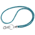 Cordón de cristal azul lago brillante con cierre y anillo de metal plateado - 80cm Azul Lago / Azul lago