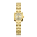 Vintage goldene Damen-Quarzuhr mit rechteckigem Zifferblatt auf weißem Grund - Gold