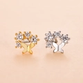 Surgical stainless steel L-shaped nose stud featuring cubic zirconia butterfly design - Butterfly Wreath (9#)