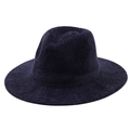 Klassischer dunkelblauer Chenille-Jazzhut mit breiter Krempe und Vintage-Strickdesign - M (56-58cm) / Marineblau