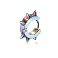 Rainbow punk style stainless steel hinged hoop earring with sharp metal rivets - 6-Spike Ear Hoop / Colorful