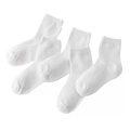 Five pairs of white cotton school socks for children neatly stacked on a clean background - S (1-3 Years) / White