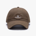 Berretto da baseball in cotone marrone scuro con ricamo bianco 8 e THEHONGBA SOUL - Regolabile / Cachi (25A290)