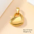 Ciondolo a cuore in acciaio inossidabile oro 18K lucido, 15x13mm, peso di 3,1g - Cuore di Fagiolo Irregolare / Oro