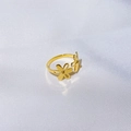 Anello aperto a forma di girasole dorato minimalista da donna in acciaio titanio - US 5 / Oro