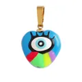 Colorful heart evil eye pendant with golden clasp and vibrant enamel finish - Sky Blue/Rainbow Heart Eye (M654225D1-Sky Blue)