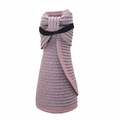 Dettaglio di un cappello da sole pieghevole in paglia lilla con elegante fiocco nero - M(56-58cm) / Viola chiaro