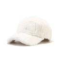 Casquette de baseball en peluche blanche épaisse avec isolation d'hiver douce - Blanc