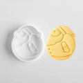 Cute cartoon Santa Claus plastic cookie mold and yellow finished pastry on white surface - E0829-Santa Claus A