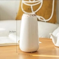 White minimalist ceramic vase with brown rim detail and dimensional specifications - Retro Vase Large