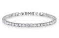 Silver stainless steel tennis bracelet with sparkling round-cut cubic zirconia stones - Steel Color / Stainless Steel + Round Zirconia