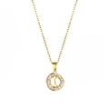 18K gold plated stainless steel necklace with round letter I pendant and baguette zircons - Letter I