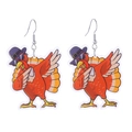 Detalle de los pendientes de pavo dabbing de acrílico con gafas para Acción de Gracias - No.7 (Pavo Dabbing con Gafas de Sol)