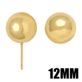 Dettaglio degli orecchini a lobo a sfera dorata da 12mm con finitura metallica lucida - 12mm