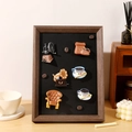 3D coffee-themed magnetic fridge stickers including vintage grinder and espresso cup - Beveled Retro 8 Inch