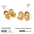 Elegante gouden strik oorbellen van roestvrij staal met 2,47 cm hoogte detail - Oorbellen / Goud