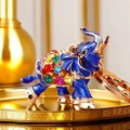 Blue crystal elephant keychain featuring multicolor gemstones and golden metal accents - Single OPP Bag Packaging / Lucky Elephant Royal Blue