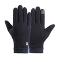 Gants thermiques bleu marine coupe-vent avec doublure polaire et écusson sport pour l'hiver - Bouclier Croix Homme - Poil de Lapin Bleu Marine