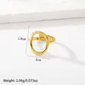 Irregular hollow gold oval ring in stainless steel with adjustable open band design - 61-Large Circle / Gold