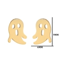 Ghost-shaped golden stainless steel stud earrings with size markers 9mm x 6mm - Ghost / Gold