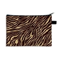 Portable zebra pattern makeup bag in brown and beige with a durable black zipper - Brown and White Zebra Pattern (20)