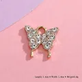 Ciondolo a farfalla dorata con cristalli, 1,4cm x 1,4cm, per creazione di gioielli DIY - Nuovo Stile Farfalla Oro