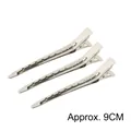 Lot de 3 pinces à cheveux en métal argenté Y2K de 9 cm, design minimaliste pour le coiffage - Pince Bec de Canard Huit Trous Sans Trace (M3-078) / 9cm
