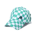 Detail of green and white checkered baseball cap with black embroidered lettering - 56cm-60cm / Green