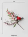 Artificial Christmas red berry stem with snowy accents and green leaves, 30x22cm - Style L