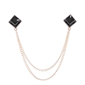 Spille da colletto geometriche nere minimaliste con catene dorate per camicie - Nero (Base Oro)