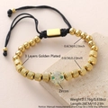 Bracciale regolabile con perline, testa di leopardo dorata, zirconi e dettagli a croce - Testa di Leopardo (NAL11-1) / 6mm / Oro