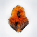 Macro shot of fluffy orange and black faux raccoon fur texture with long needles - Small / Orange