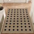 Rectangle beige PVC doormat featuring black clover patterns in a modern grid layout - 80x120cm / Jing'an Hotel - Pineapple Pattern - Vertical Layout