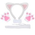 Set con orecchie di gatto in peluche bianco, guanti e coda per travestimenti - Set da 5 Pezzi Bianco