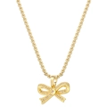 Collar elegante con colgante de lazo dorado y circonitas brillantes engastadas - Dorado