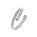 Detailed view of silver stainless steel crossover spiral bracelet with striped texture - 8mm Steel Color