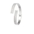 Brazalete abierto de acero plateado con pavé de circonitas 5A y diámetro de 6,3 cm - Z156-Acero Hilera de Diamantes