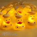 LED string lights featuring 10 cute yellow ducks with chef hats for holiday decoration - Overall Duck (1.8m 10 LEDs - 2AA Constant Light Battery Box)