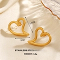 Golden heart-shaped stainless steel hollow earrings measuring 2.5cm by 2cm for daily wear - Hollow Heart Gold-Tone Earrings (1620) / Gold