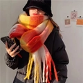 Detail view of the soft orange and white gradient pashmina scarf with tassel accents - 230*35cm / 40201-Orange Red Plaid