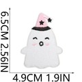 Detailed size specifications for Halloween ghost embroidery patch measuring 4.9 x 6.5 cm - No.29 (Large)