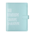 Mint blue A5 leather binder with buckle for the 100 envelope savings challenge - Binder Shell / Blue