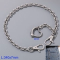 Chaîne de taille punk argentée avec pendentif cœur et mousquetons, 340x7mm - Chaîne de Pantalon Pendentif Cœur Ajouré (KK036-Z)
