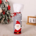 Weihnachts-Weinflaschenhülle aus grauem Filz mit Weihnachtsmann-Motiv und weißem Pelz - Weihnachtsmann-Stil