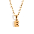 Gold-plated paperclip chain necklace with a 3D bubble letter E pendant - Gold-E